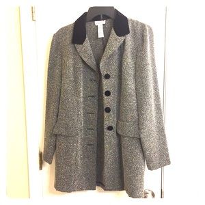 Vintage woven jacket, velvet collar & buttons